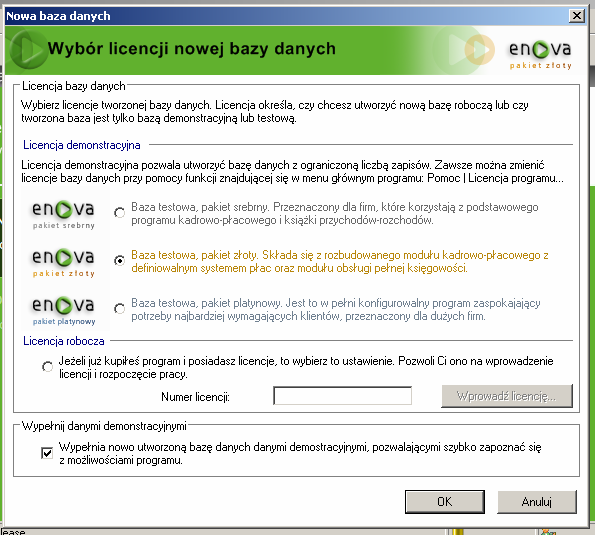 Rys. 6 Ustawienia bazy MS SQL 3. Enova zapyta się, czy chcemy utworzyć nową bazę danych. Odpowiadamy tak. 4.