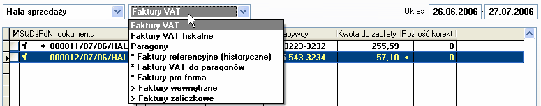 102 LiderSIM 5 Opis menu programu Lider SIM 5.1 Sprzedaż Sprzedaż 5.1.1 Dokumenty sprzedaży Opcja <Dokumenty sprzedaży> w menu Sprzedaż służy do wywołania formularza,którego zadaniem jest obsługa