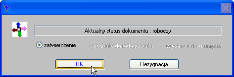 106 LiderSIM dokument wymaga zatwierdzenia za pomocą przycisku [Status].