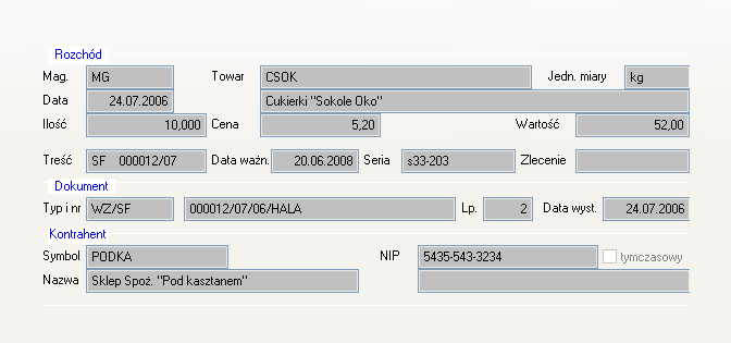 Opis menu programu Lider SIM 121