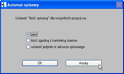 Opis menu programu Lider SIM 123 4. Podanie dla każdej pozycji spisu ilości spisanej.