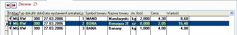 Opis menu programu Lider SIM 163 potrzeby konkretnych zleceń. Zakładka Lista zleceń zawiera wykaz symboli i nazw zleceń.