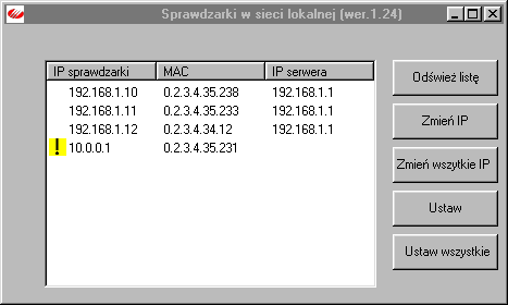 DODATEK B (Konfiguracja sprawdzarek cen ELZAB LL i LW) Do konfiguracji sprawdzarek służy program spr_ip.exe, którego najnowsza wersja jest dostępna na serwerze firmy ELZAB pod adresem ftp://ftp.elzab.