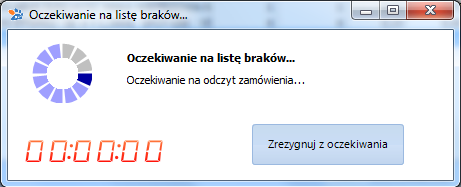 PRZEKAZANIE ZAMÓWIENIA DO HURTOWNI W trakcie przesyłania pojawi się poniższe okno: Program nie tylko dostarcza zamówienie do dostawcy, ale sprawdza, czy zostało ono odczytane, a dodatkowo oczekuje na