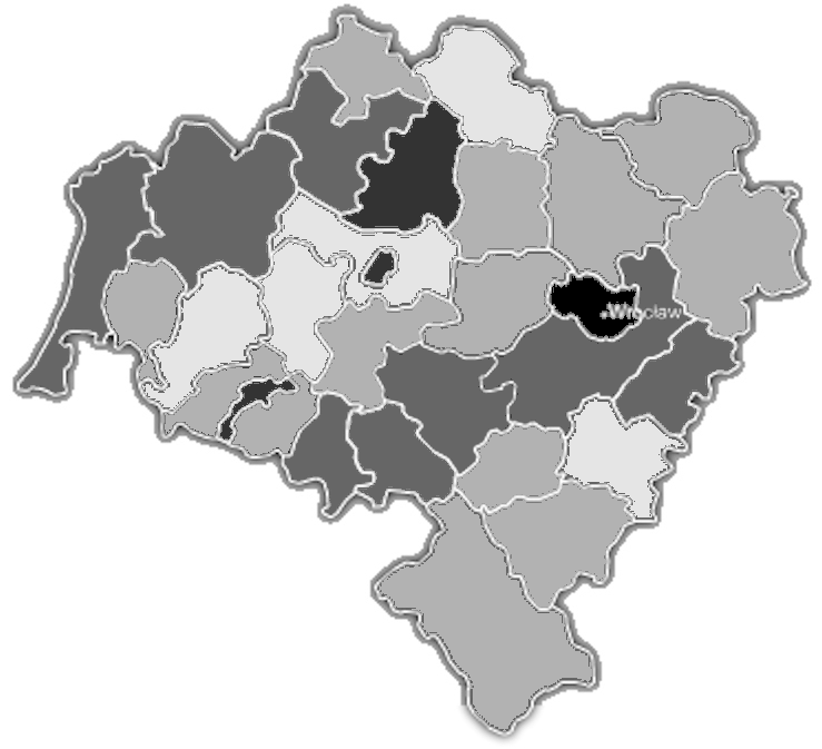 > 90 (60; 90] (50; 60] (40; 50] (30; 40] Ryc. 3. Relacja liczby pracujących do liczby ludności w wieku produkcyjnym według stanu na 31 grudnia 2009 r.