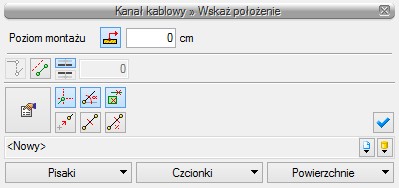 Wysokość 1 w tym polu projektant przypisuje wysokość początkową (poziom instalacji) projektowanej drabinki kablowej.