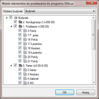 Rys. 42. Okno własności pomieszczenia W powyższym oknie definiujemy wymagane natężenie oświetlenia [lx] dla danego pomieszczenia. Po kliknięciu ikony Eksport do Dialuxa pojawia nam się okno: Rys. 43.