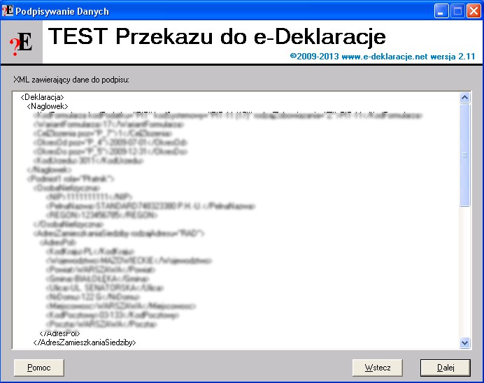 (a.12) pojawi się okno z podglądem zawartości e-deklaracji (podobnie jak w oryginalnym pluginie