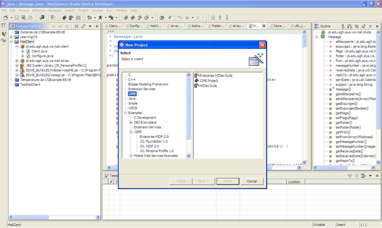 Rysunek 9 Program WebSphere Studio Device Developer
