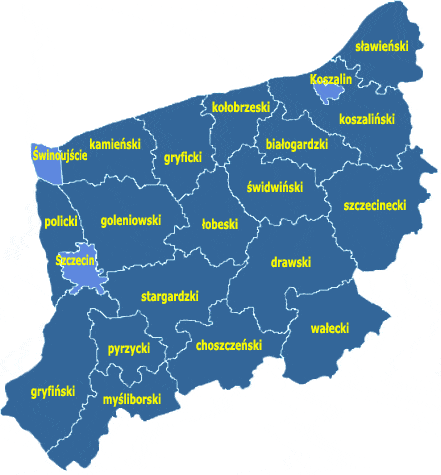 11 Województwo zachodniopomorskie położone jest w północno-zachodniej części Polski. Obejmuje 21 powiatów, w tym 3 grodzkie i 18 ziemskich.