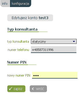 Istnieje możliwość późniejszej edycji Konsultantów Zewnętrznych poprzez wybór danego konsultanta w zakładce Konsultanci, w tabeli Konsultantów Zewnętrznych.