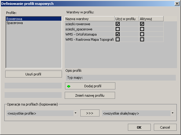 Rysunek 14: Okno definiowania profili mapowych / map tematycznych 4.1.5 Właściwości projektu Panel właściwości umożliwia określenie głównych opcji projektu, które mają wpływ na wygląd całości w kliencie www.