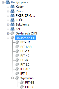 Deklaracje PIT Ze względu na zakres zgromadzonej informacji deklaracje PIT możemy podzielić na deklaracje drukowane: dla firmy, dla pracownika. Deklaracje PIT-4R i PIT-8AR drukowane są dla firmy.