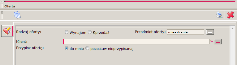 W rozwiniętej liście będą znajdowały się linki do nieprzypisanych nikomu ofert, które klient zgłosił na stronie WWW biura.