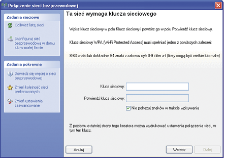 Z listy aktywnych sieci prosimy wybrać nazwę odpowiadającą identyfikatorowi sieci Wi-Fi, która jest obsługiwana przez Państwa modem.