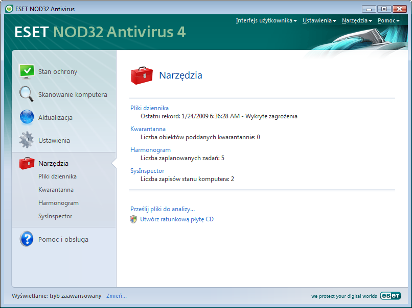 3. Przewodnik dla początkujących Niniejszy rozdział zawiera ogólny opis programu ESET NOD32 Antivirus i jego podstawowych ustawień. 3.