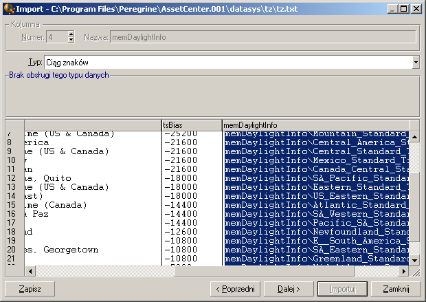 Administracja Typ Wpisz typ importowanego pola. AssetCenter daje wybór spośród następujących możliwości: Numeryczne: wszystkie znaki muszą być liczbami.