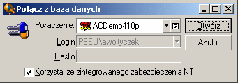 Administracja 5 Kliknij przycisk Modyfikuj. Połączenie z AssetCenter Po wykonaniu powyższej operacji użytkownicy NT uzyskują bezpośredni dostęp do AssetCenter.