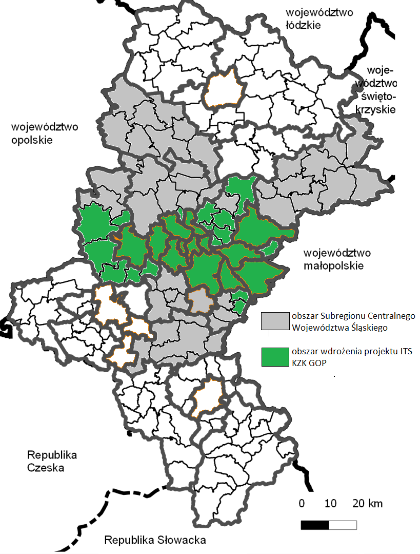 Rys. 2. Lokalizacja projektu w województwie śląskim (źródło: opracowanie własne na podstawie Strategii Rozwoju Województwa Śląskiego ŚLĄSKIE 2020+ ) 4. Przewidywany okres realizacji projektu 5.