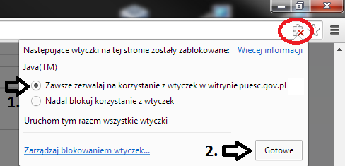 Należy zaznaczyć Zawsze zezwalaj na korzystanie z wtyczek w