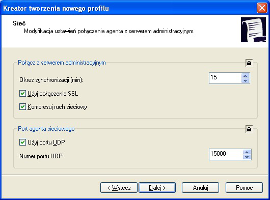 W polu Port agenta sieciowego należy zezwolić serwerowi administracyjnemu na połączenie z komputerami klienckimi przy użyciu portu UDP i określić numer portu.