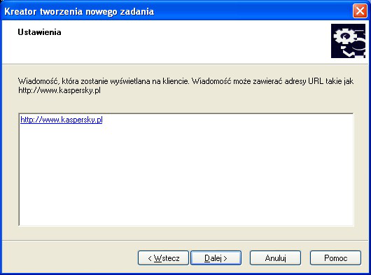 5. Wprowadź treść wiadomości, która będzie wyświetlana na komputerze użytkownika.