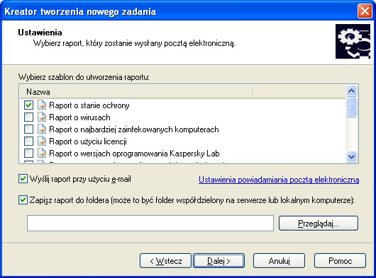 Rysunek 178. Tworzenie zadania dostarczania raportów.