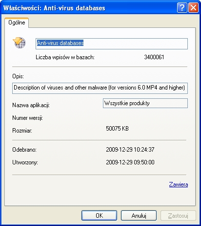 data utworzenia antywirusowej bazy danych. Rysunek 232.