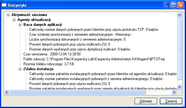 Liczba synchronizacji dokonanych z serwerem administracyjnym określenie, ile razy agent aktualizacji nawiązywał połączenie z serwerem administracyjnym.