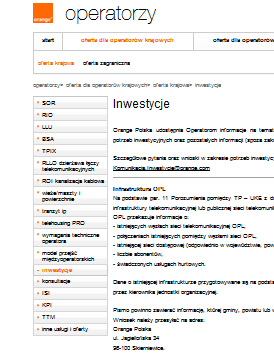 informacje dla Operatorów -