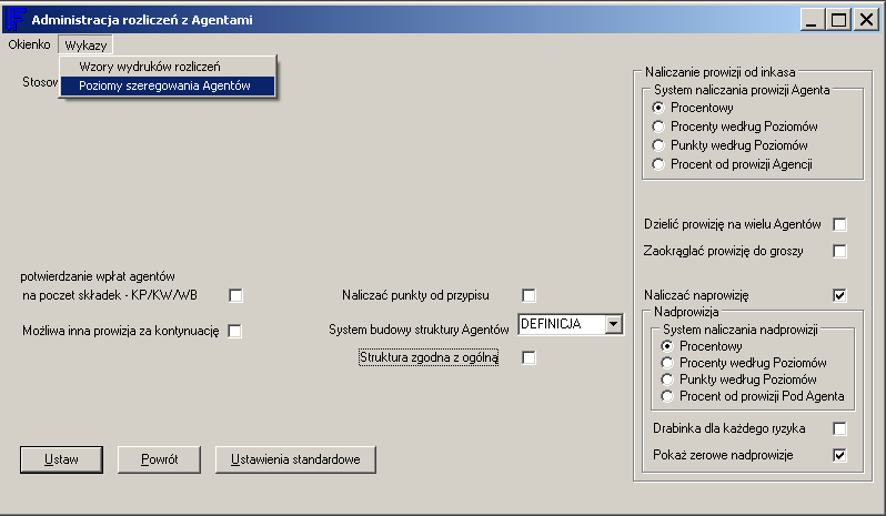 Dostępne pod: Ubezpieczenia / Majątkowe / Administracja / Rozliczenia Agentów 2.