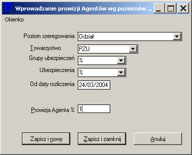 Dostępne pod: Ubezpieczenia / Majątkowe / Administracja / Rozliczenia Agentów Liczba znaków oznacza tutaj długość kodu określającego strukturę czyli na ilu znakach kodujemy każdego Agenta np.