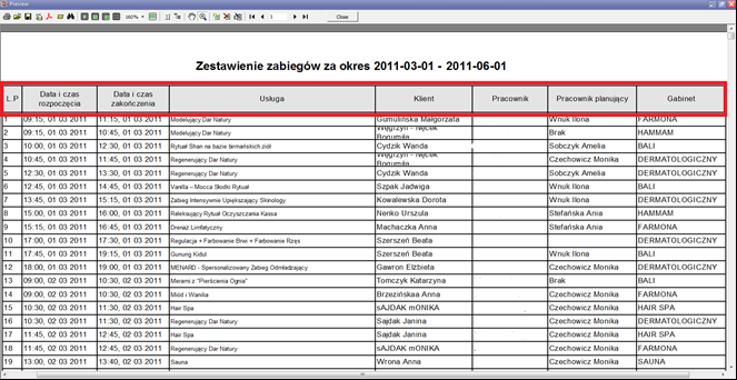 Pole Klienci pozwala na wygenerowanie raportu statystyk ilości klientów.