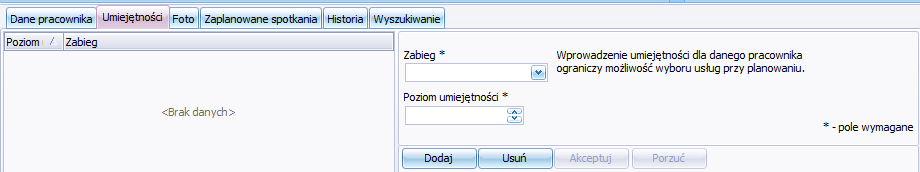 Dostępny na stronie www - pracownik będzie widoczny na stronie www w przypadku gdy System SPA jest zintegrowany ze stroną internetową Pracownik jest kasjerem pracownik będzie widziany jako kasjer