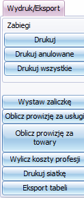 [Drukuj] pozwala na drukowanie listy klientów obsłużonych przez pracownika w wybranym czasie.