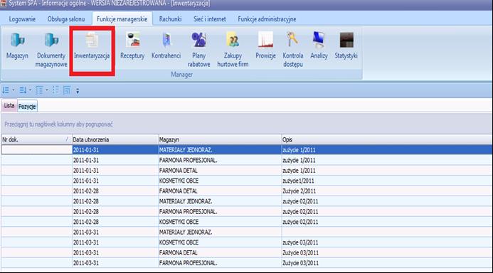 Inwentaryzacja Moduł [Inwentaryzacja] został zaplanowany z myślą o umożliwieniu sprawdzania stanów magazynowych.