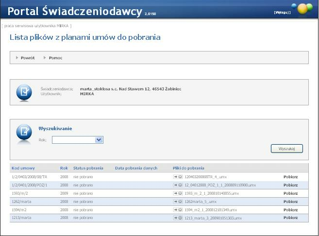 Obsługa okien prawej stronie błędnie zaimportowanych plików pokaże się link Lista błędów zawierający informacje o błędach w konkretnej przesyłce. 3.2.