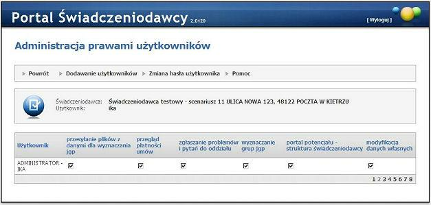 Administracja 7.2 Administracja prawami dostępu Administracja prawami dostępu przenosi nas do stron (1,2,3.