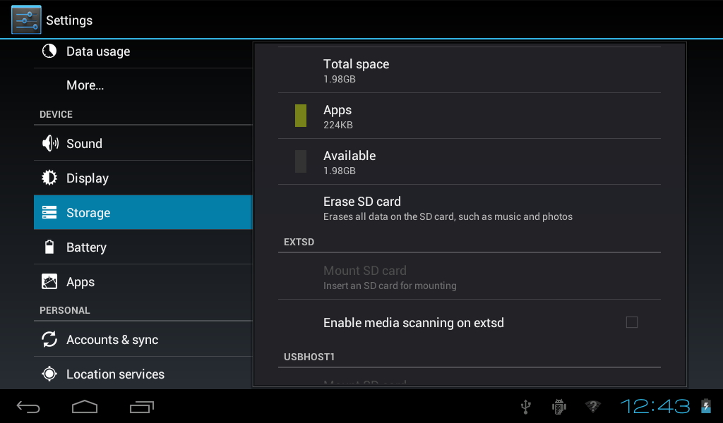 7.4 Storage Remove TF card, view of the available storage space Remark : pls touch option dismount SD card, so that can