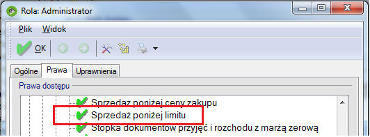 Rys. 93 Parametry definicji dokumentu dotyczące kontroli limitu Rys.