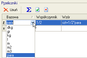 Definiowanie przeliczników Sekcja Przeliczniki Rys.