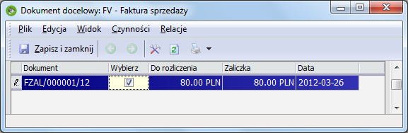 Transakcję zaliczkową można zakończyć dokumentem faktury (FV) lub przekształcić FZAL do wielu faktur (FV), FZAL może być również przekształcona do kolejnych faktur zaliczkowych.