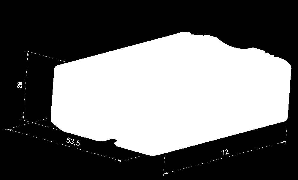 9. Charakterystyka techniczna 9.1 Charakterystyka mechaniczna Maksymalne wymiary Waga Objętość 72 x 53.