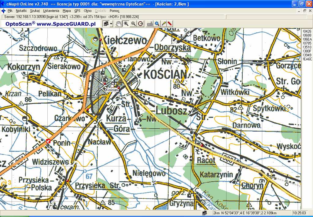 Opis systemu SpaceGUARD Podkład rastrowy z mapą Polski Ilość dostarczanych planów miast w komplecie z programem cmap OnLine i cmap LV stale ulega powiększeniu.