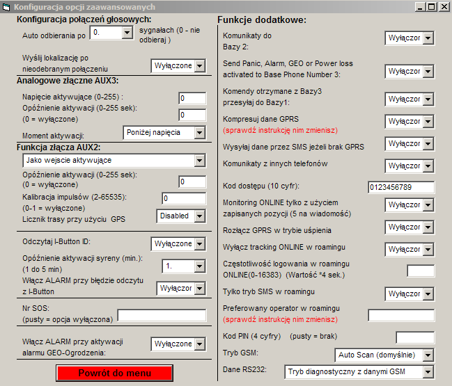 urządzenie spróbuje ponownie gry 5 kolejnych lokalizacji zostanie zapisanyc h.przykład: Urządzenie nie mogło wysład ostatnich 10 lokalizacji (brak sygnału GSM).