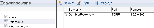 Po wpisaniu adresu należy zapisać taki dokument. Dokonujemy tego poprzez przycisk Zapisz i zamknij (patrz Rys. 6). Po zamknięciu połączenie powinno dodać się na liście połączeń(rys.