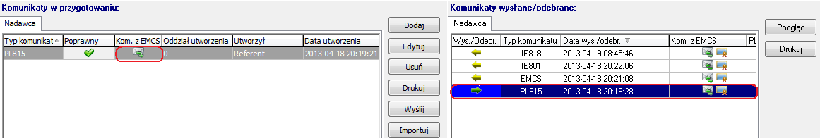 komunikacie spowoduje zmianę danych w samym Przemieszczeniu. Program sprawdza poprawność wypełnienia dokumentu (po kliknięciu przycisku OK).