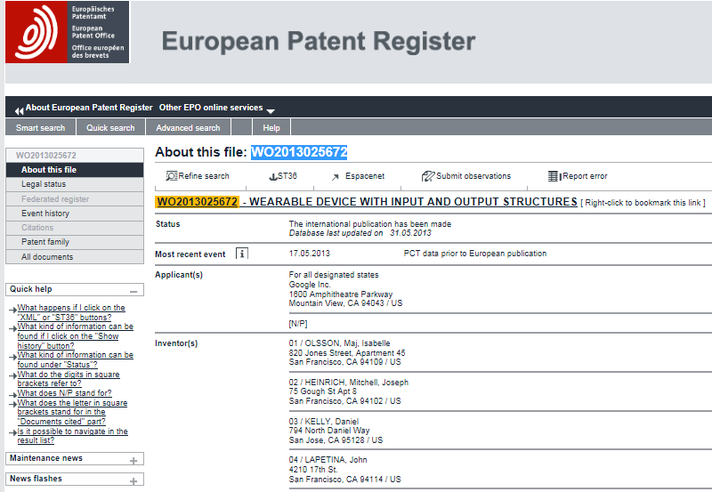 Źródła literatury patentowej Rejestry patentowe online