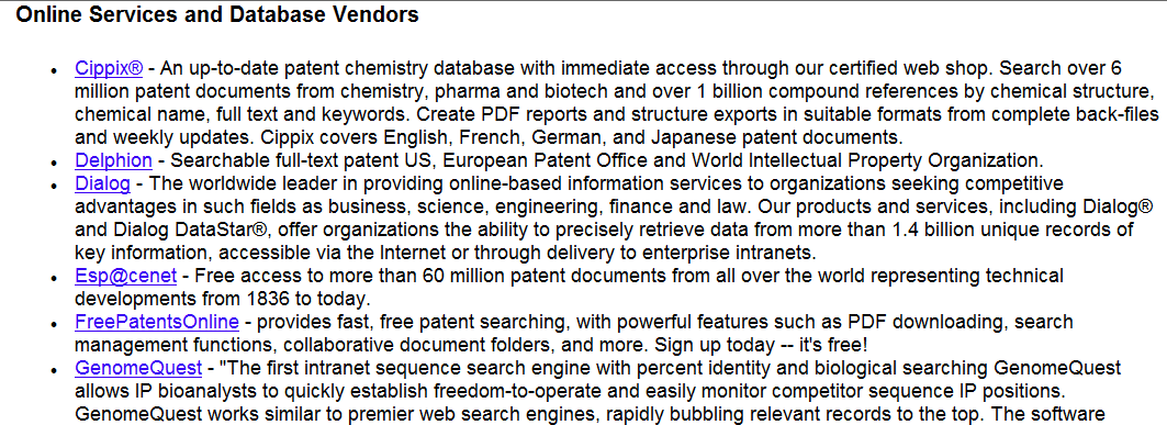 Patent Information User Group Aktualny i kompletny wykaz patentowych źródeł internetowych http://www.piug.