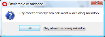 4.3.1. Otwieranie dokumentu w nowej zakładce Po kliknięciu na miniaturze dokumentu w koszyku może pojawić się okno z zapytaniem (Ekran 11).